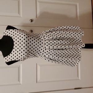 Adorable Black and White Polka Dot Skater Dress Size M